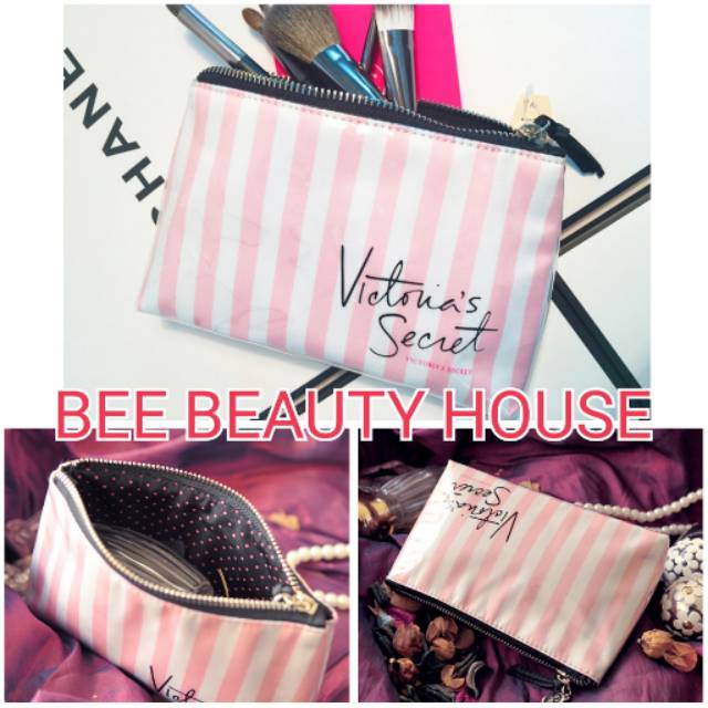 Pouch Makeup Victoria's Secret Strip pink Square