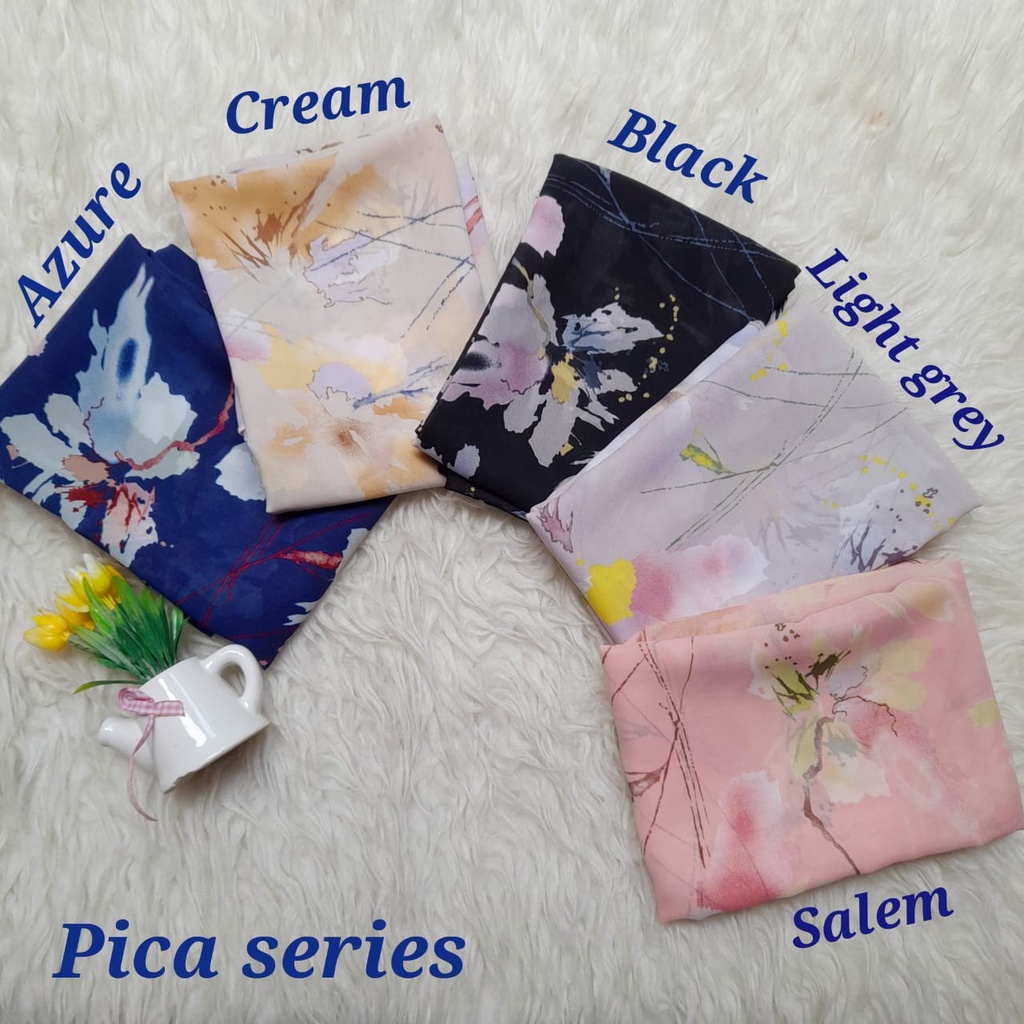 HIJAB PICA/HIJAB SEGIEMPAT/JILBAB SEGI EMPAT/KERUDUNG SEGI4/SQUARE MOTIF ABSTRAK/POLYCOTTON