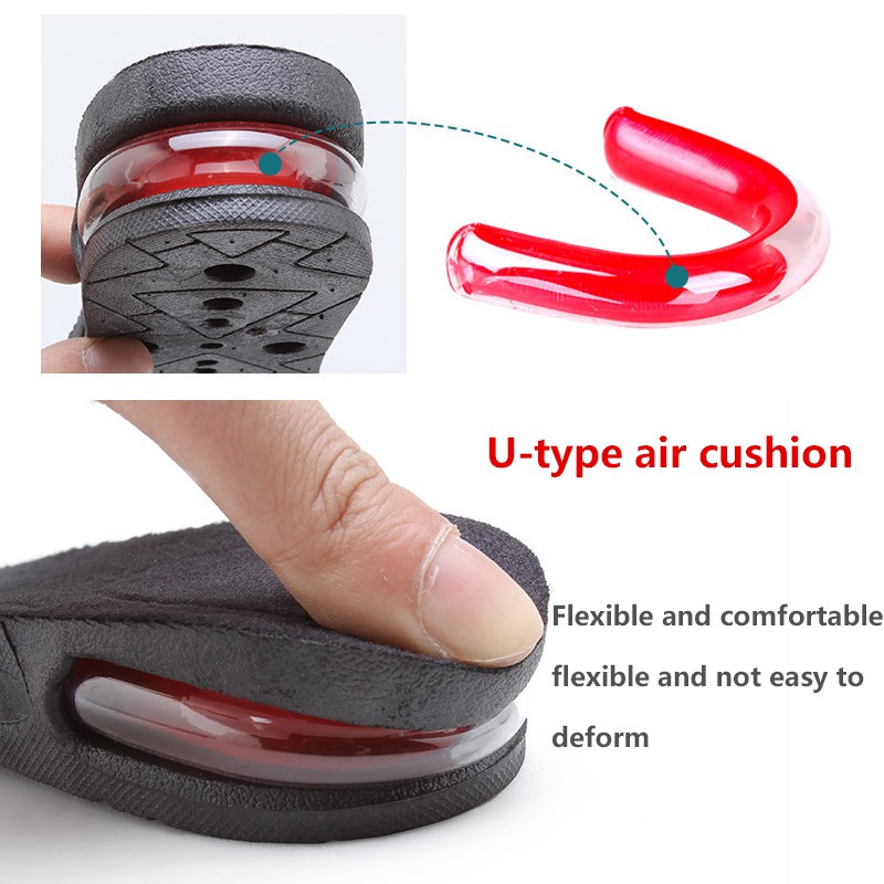 6 cm Tinggi Meningkatkan Sol 3-lapisan Air Cushion Heel Insert Lift Sepatu Insole untuk Pria dan Wanita