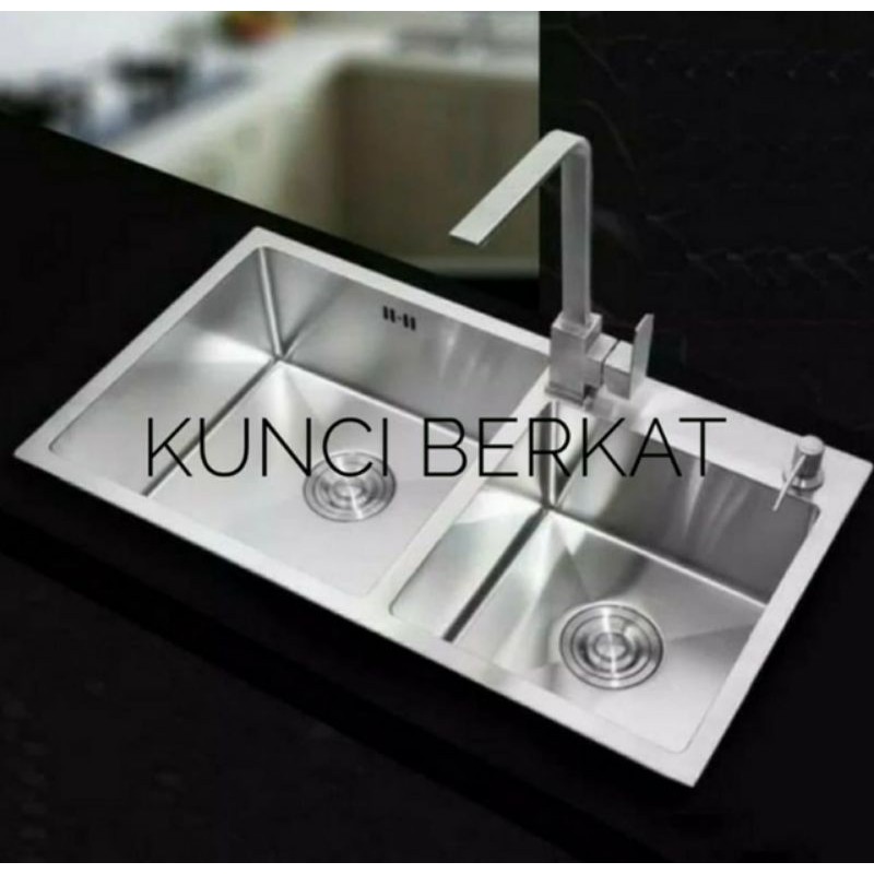 Kitchen sink paket komplit 8245/Bak cuci piring komplite/kran angsa flexibel doff