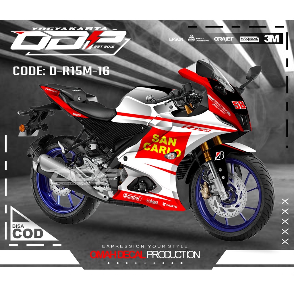 DECAL STIKER R15M V4 V1 V2 V3 V4 DECAL MOTOR R15M YAMAHA DECAL TERBAIK TERLARIS DAN KULITAS TERBAIK 