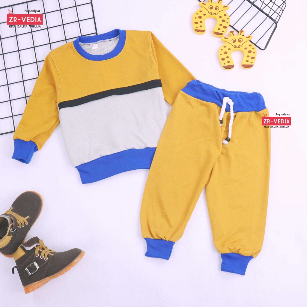 Setelan Greyson 1-6 thn / Set Celana Baju Lengan Panjang Sweater &amp; Jogger Anak Cowok Bahan Adem