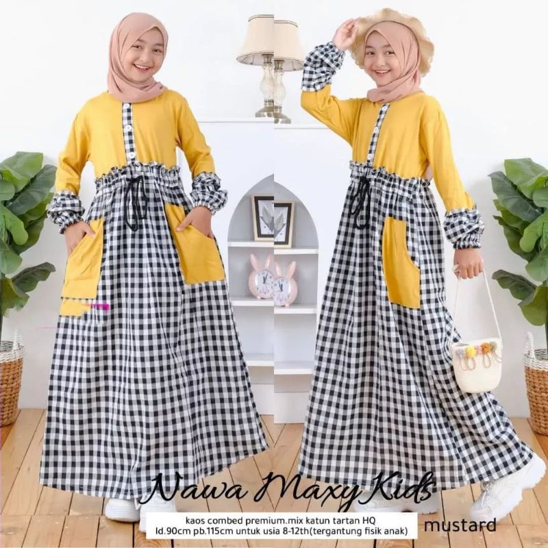 GAMIS MUSLIM ANAK TERBARU 8-12 TAHUN/NAWA MAXY KIDS/GAMIS MUSLIM ANAK PEREMPUAN/DRESS MAXY ANAK REMAJA/FARMOSLEMSTORE