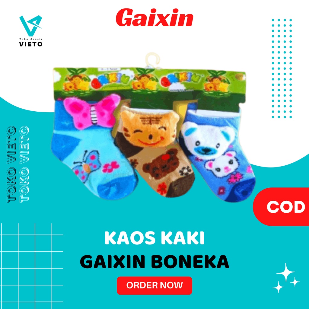 Kaos Kaki Anak Bayi Gaixin Perempuan Laki-Laki Boneka 3D Kaos Kaki Bayi Newborn Cewek Cowok Motif Wa