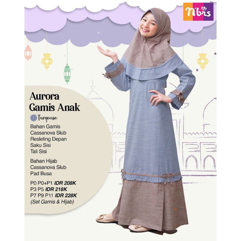 Gamis Anak Aurora Turquoise