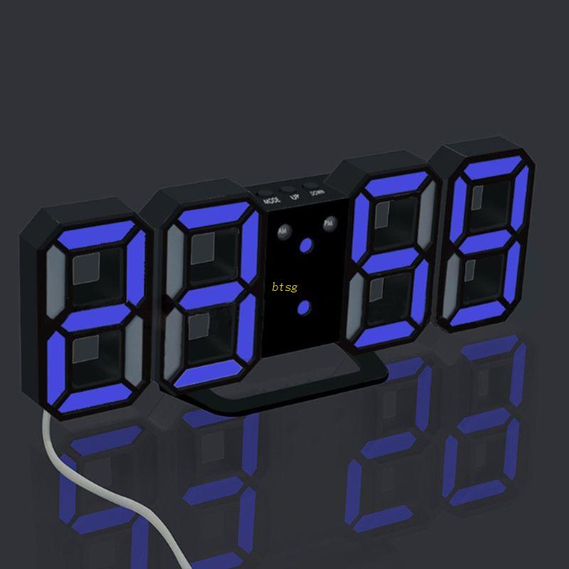 Btsg Jam Alarm Digital LED 3D Desain Modern Untuk Dinding / Meja