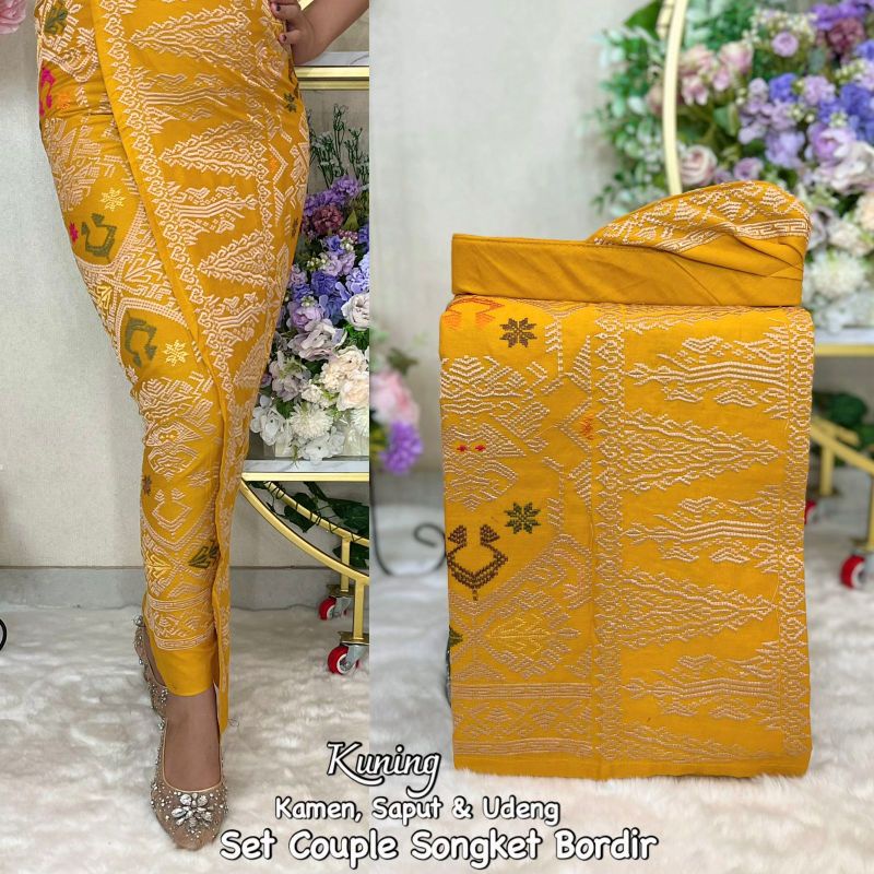 Set Couple Bordir Bali Bagus murah/ Set Couple Kamen Saput Udeng Bordir Songket/ Bali/