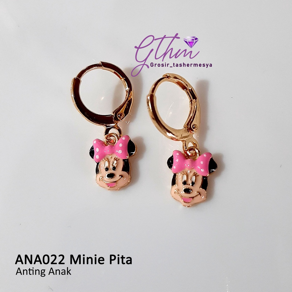 Anting Anak Miky Minie Klip Gold Plated Jewelry Perhiasan fashion Import Premium Anti karat Aman dan Cocok untuk anak-anak dan remaja ana022 GTHM