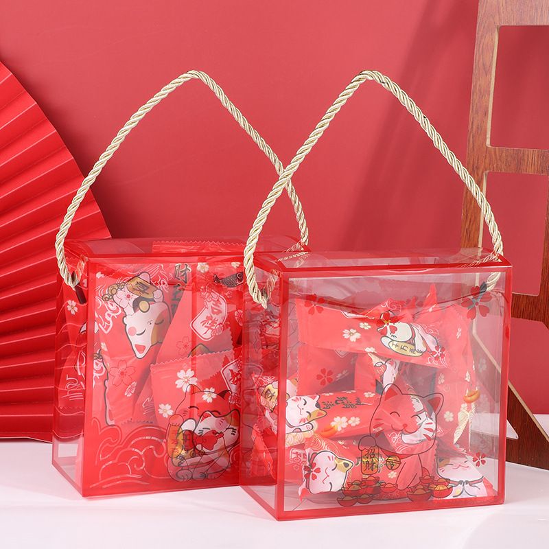 KOTAK TENTENG MIKA 14x14 IMLEK BOX HAMPER HOKI CAT RED TERBARU