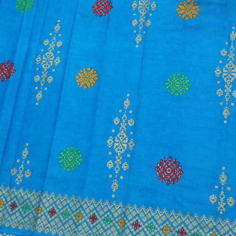 Kain Batik Songket Biru Prada Emas - Sarung Batik Songket Primisima