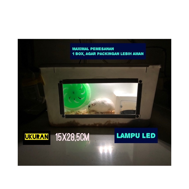 Kandang Hamster/Reptil Rakitan 28,5x15cm (S)-S.biasa+LED