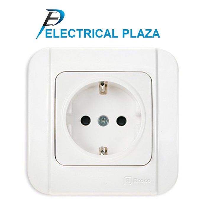Broco Galleo Stop Kontak CP Arde Putih [G154] Socket Pengaman Colokan 2P [G154-55S] Original SNI