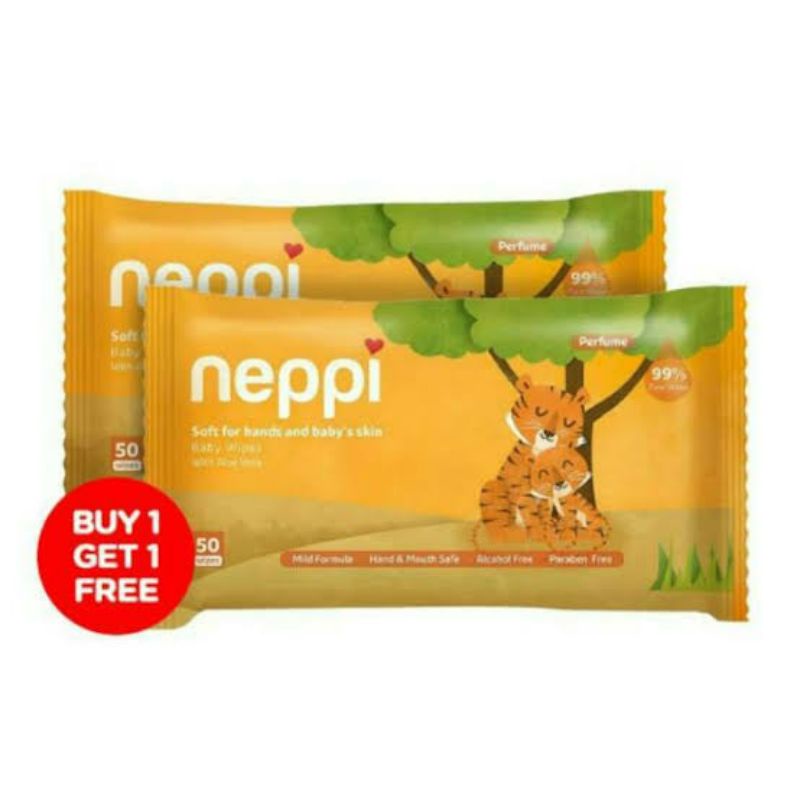 Tisu Basah Neppi Promo Buy 1 Get 1 free - Baby Wipes isi 50 pcs - Tissue Bayi Parfum Murah