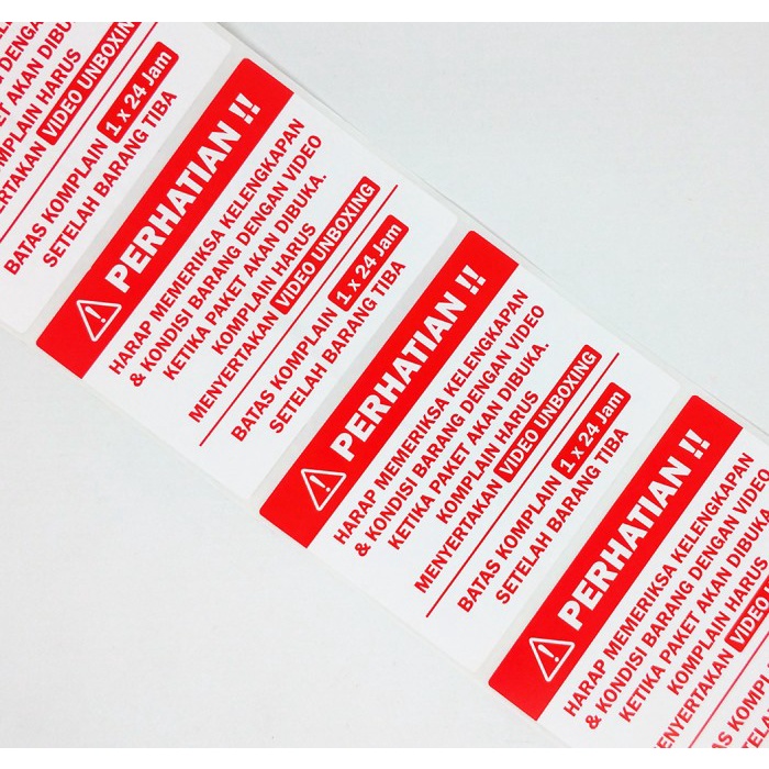 

bib Sticker Label Perhatian Video Unboxing 6 x 8 cm Stiker Packing Pengiriman OnShop (1 roll/ 300