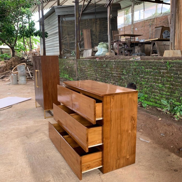 MEJA DRAWER JATI MINIMALIS