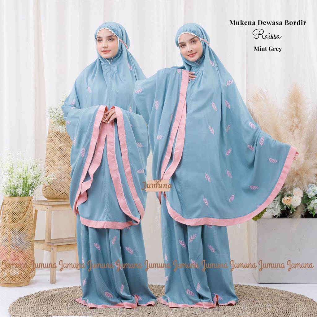 Jumuna - Mukena Dewasa Jumbo Bordir Manual Motif Raissa