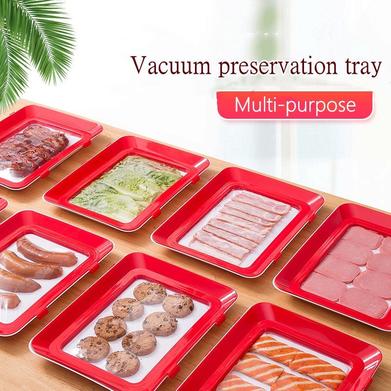 Vacum Tray Food Wadah Plastik Wrap Vacuum Tempat Penutup Makanan Silikon Tray Penyimpan Makanan Food Fresh Praktis
