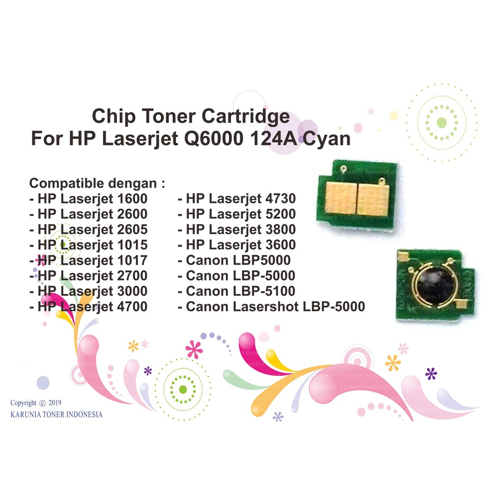 Chip Toner Cartridge HP Laserjet U36C Q6001A Q6001 Q6470A Q6460A Q7516A Q7570A 124A 1600 2600 Cyan