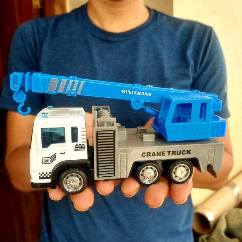 Diecast Mobil Truk Crane Alloy - Miniatur Truck Kren Konstruksi Crain