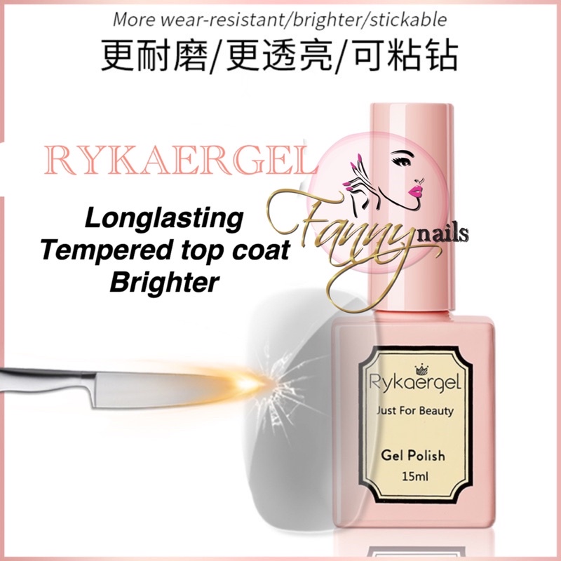 RYKAERGEL 15ML TOP COAT BASE COAT REINFORCE GEL TOP COAT TAHAN 2 BULAN KUTEK GEL TOP COAT NAIL ART