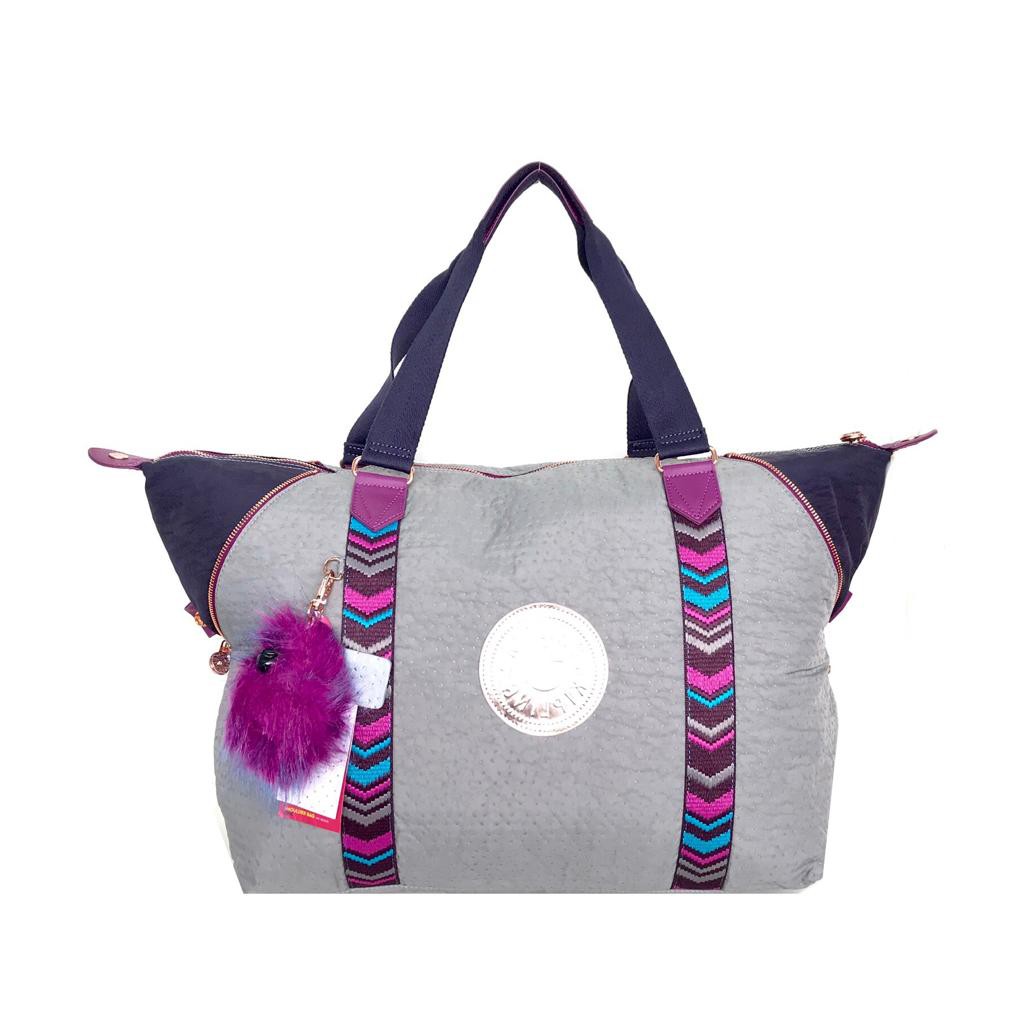 Tas Kipling Travel Bag Go Ape Leisure Art M Large Tote Original Besar - Abu-abu Tas Baju Traveling