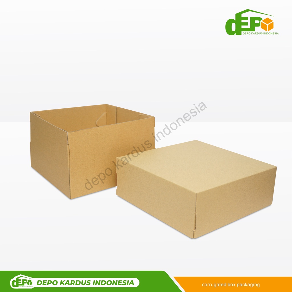

Depo Box 22x22x14 cm (Cinnamon Top/Bot) Tart/Puding/Kardus/Karton/Paking/kardusbox/Hampers
