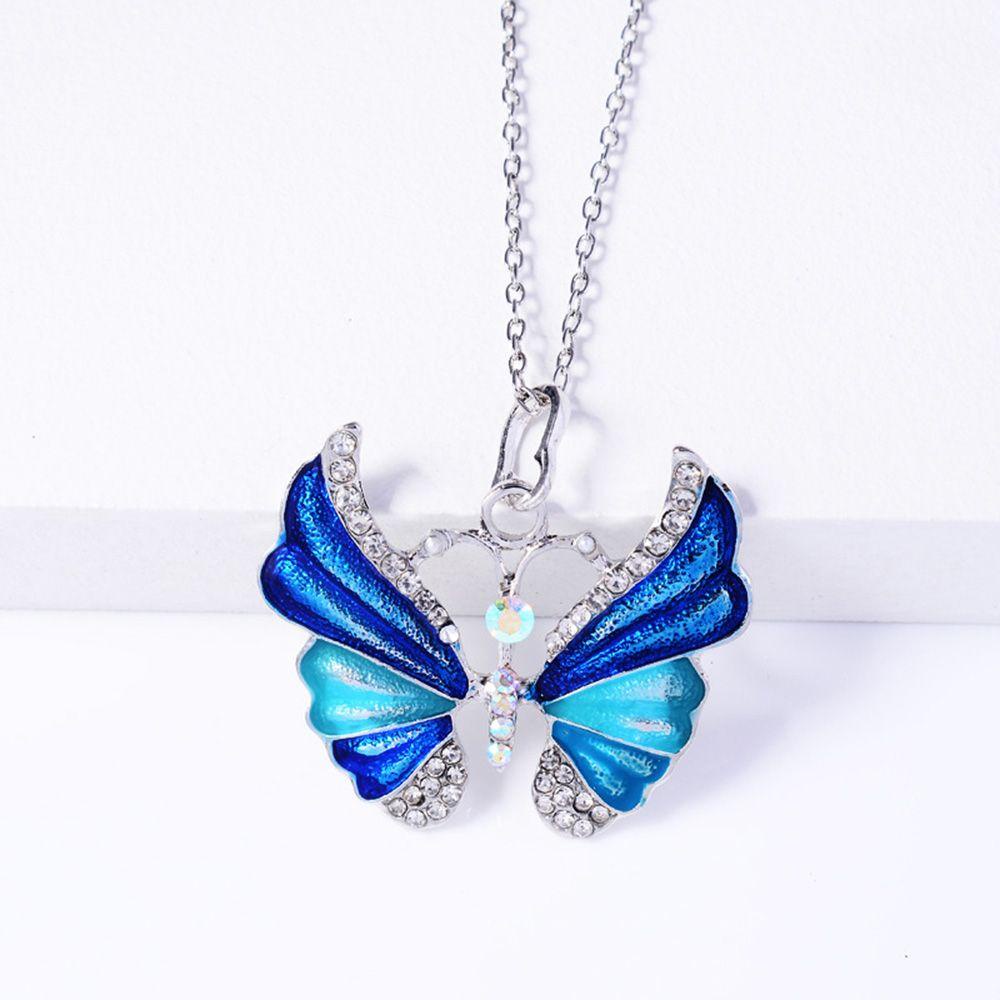 Lily Butterfly Kalung Perhiasan Aksesoris Fashion Tetes Minyak Perhiasan Menarik Berlian Serangga Choker