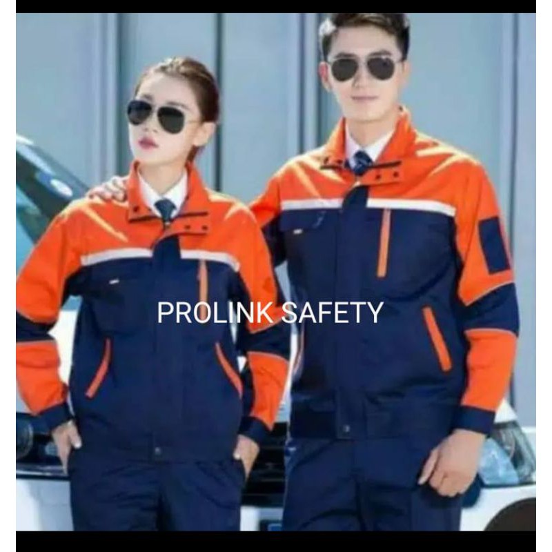 SERAGAM SAFETY SEMI JAKET ORANYE DONGKER FREE LOGO K3 BENDERA KAIN DRILL REAL PICTURE