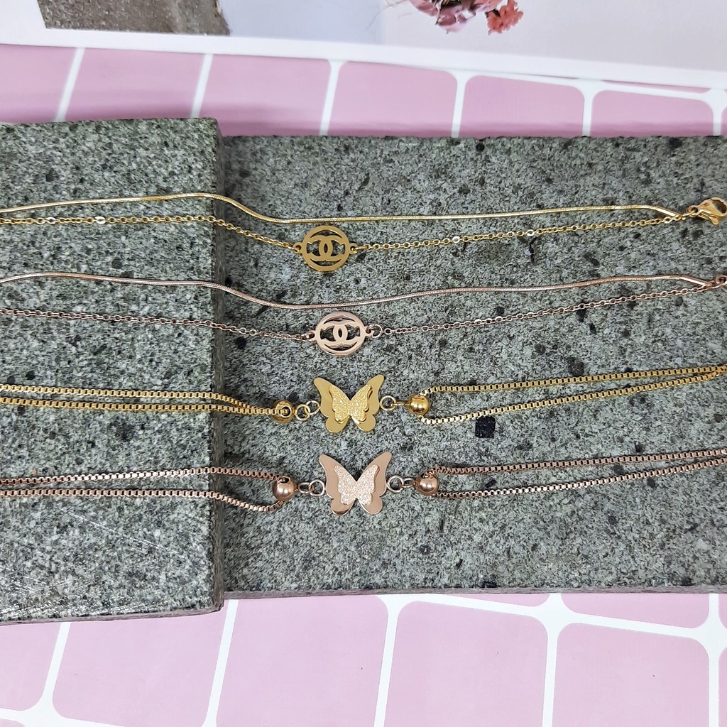 Gelang Titanium Layer Kupu Fashion  Rose Gold - BB615