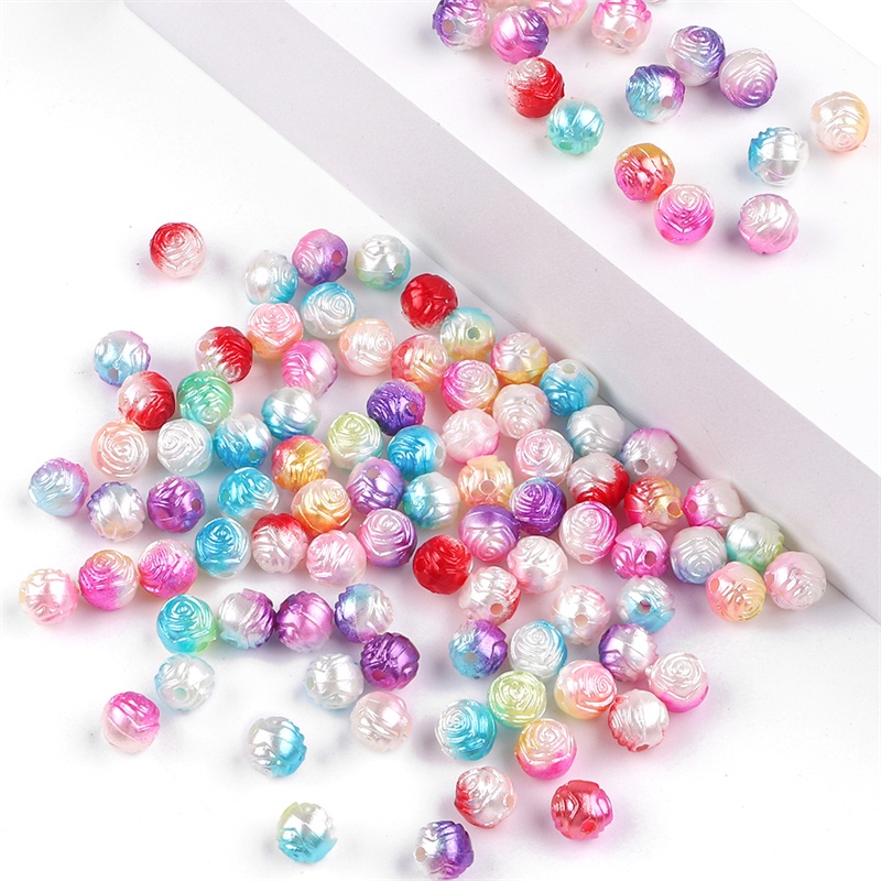 8mm Gradient Mermaid Pearl Beads pore-less gradient Color ABS Round imitation pearl DIY jewelry bracelet