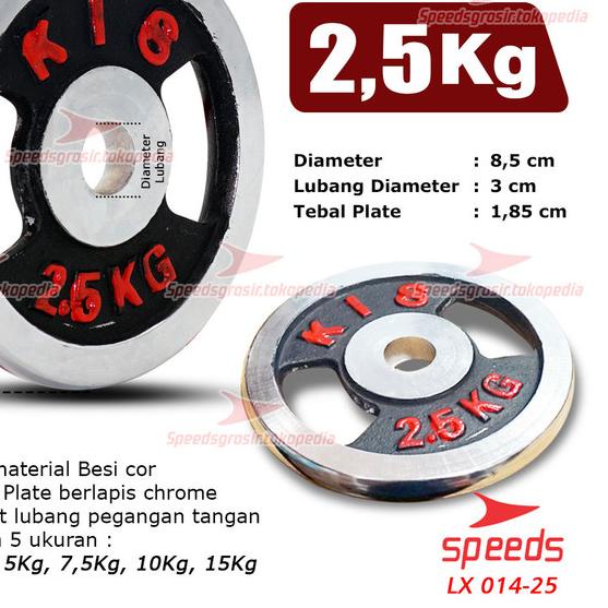 ♟ Plate Dumbell Plate Barbel 2,5 kg Diameter 5 cm Dumbell Plate 014-30 - Besi 2.5 kg ➪