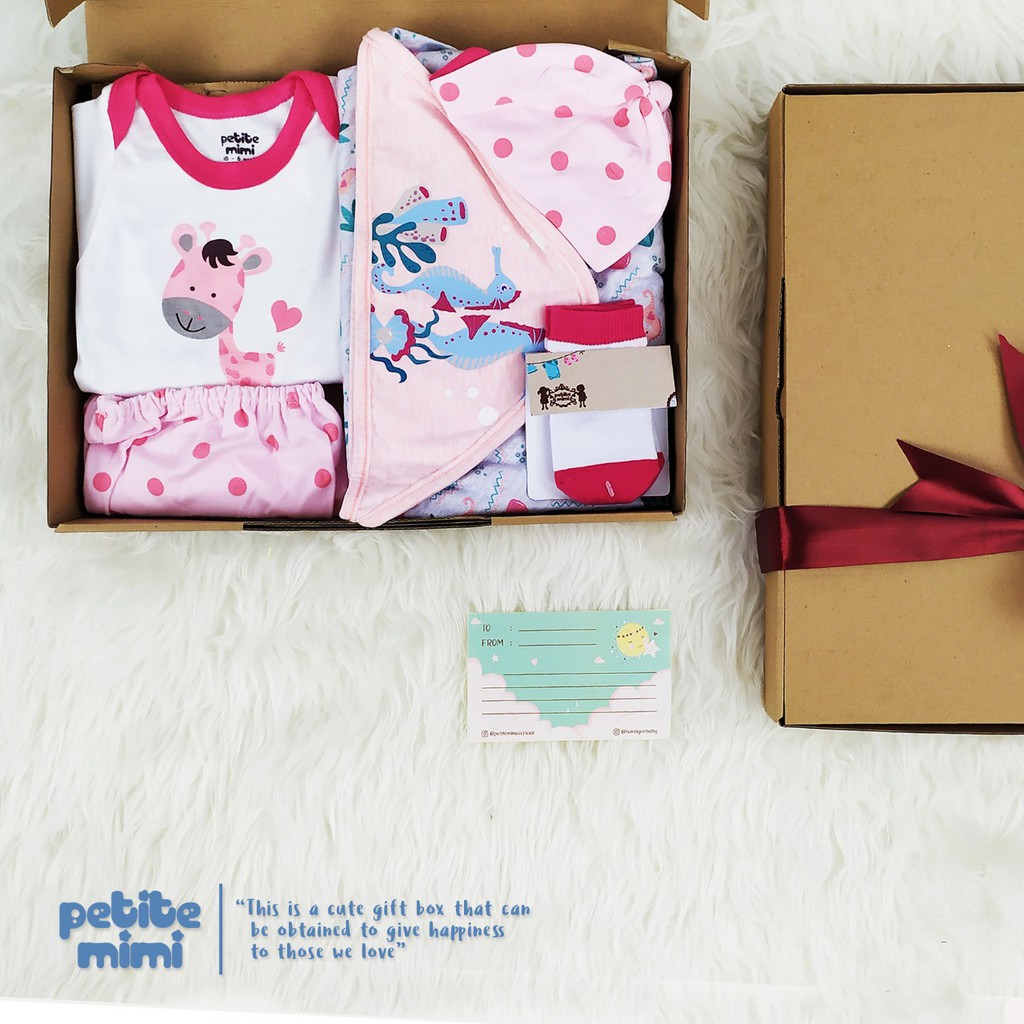 Petite Mimi Baby Hampers - Gift Box kado Parcel Bayi  - Jumper Baju Selimut Topi -SNI-1