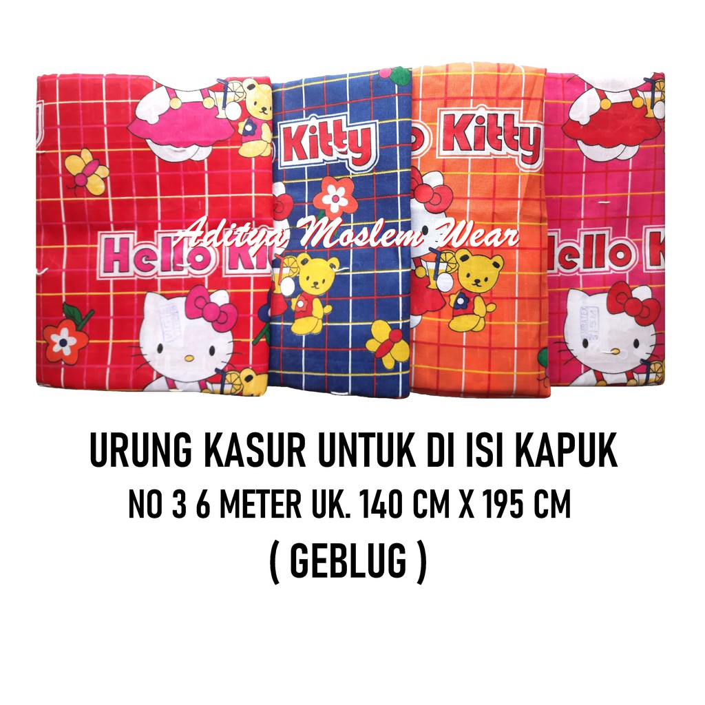 URUNG KASUR KAPUK NO 3 GEBLUG 140X200 CM MOTIF HELLO KITTY SARUNG KASUR ISI KAPUK KULIT KASUR KAPUK