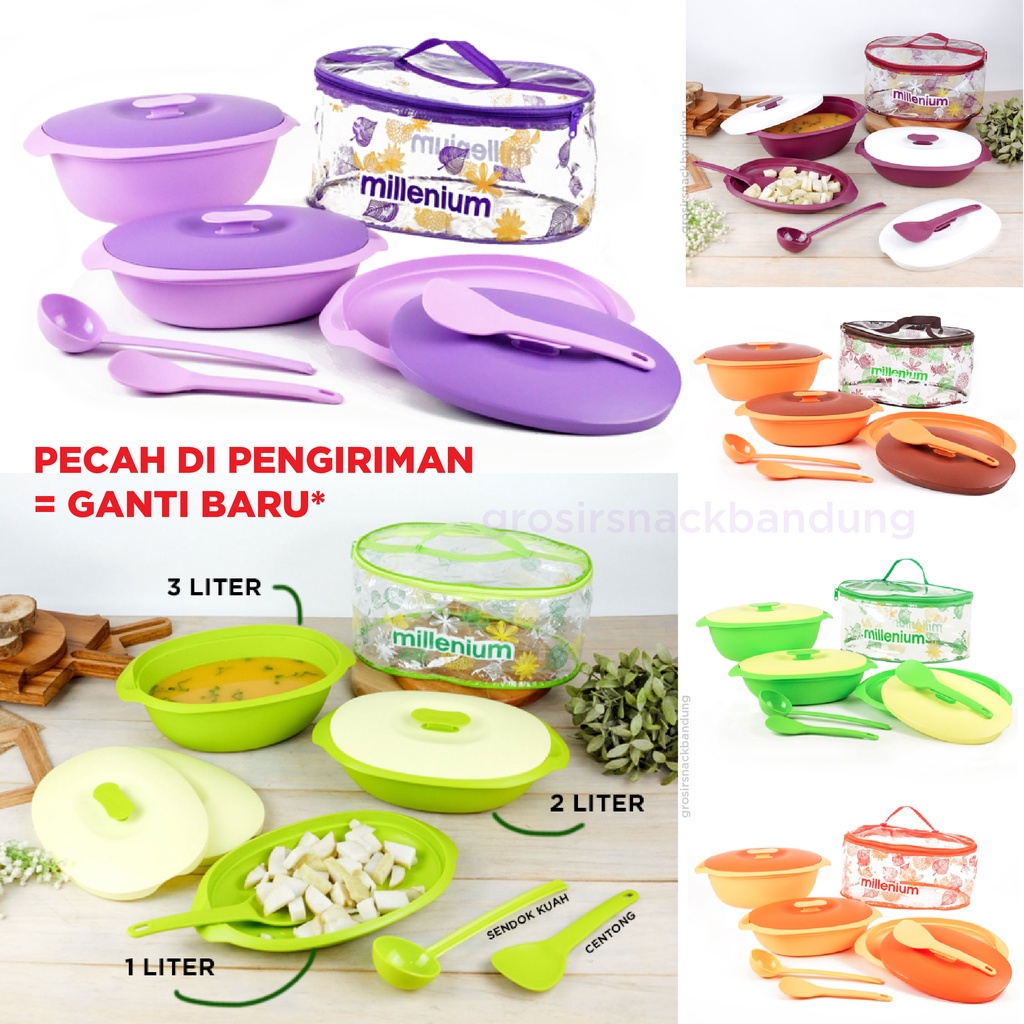 Millenium SERVING SET - Kotak Makanan wadah tempat sayur set mangkok mangkuk piring centong