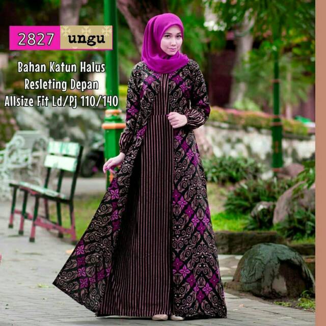 Gamis Cardi batik 0056 batik Pekalongan model gamis terbaru 2020
