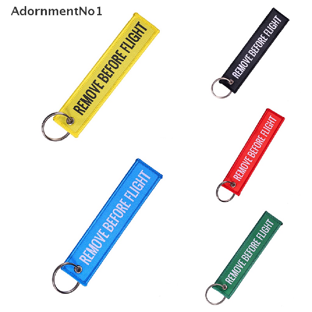 (AdornmentNo1) Gantungan Kunci Motif Tulisan Remove Before Flight Bahan Polyester Ukuran 13x3cm