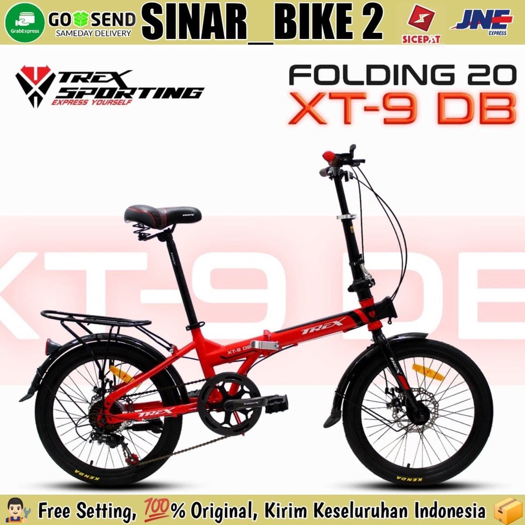 Sepeda Lipat 20 Inch TREX XT9 DB 7 Speed Cakram Mekanik Shimano