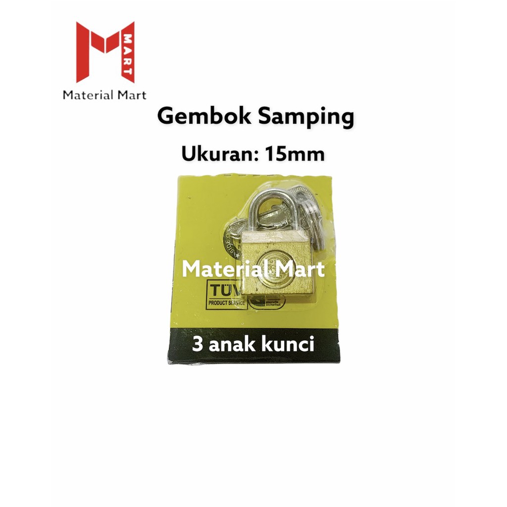 Gembok Samping 15mm | Gembok Koper 15 mm | Gembok Tas | Gembok Kecil | MATERIAL MART