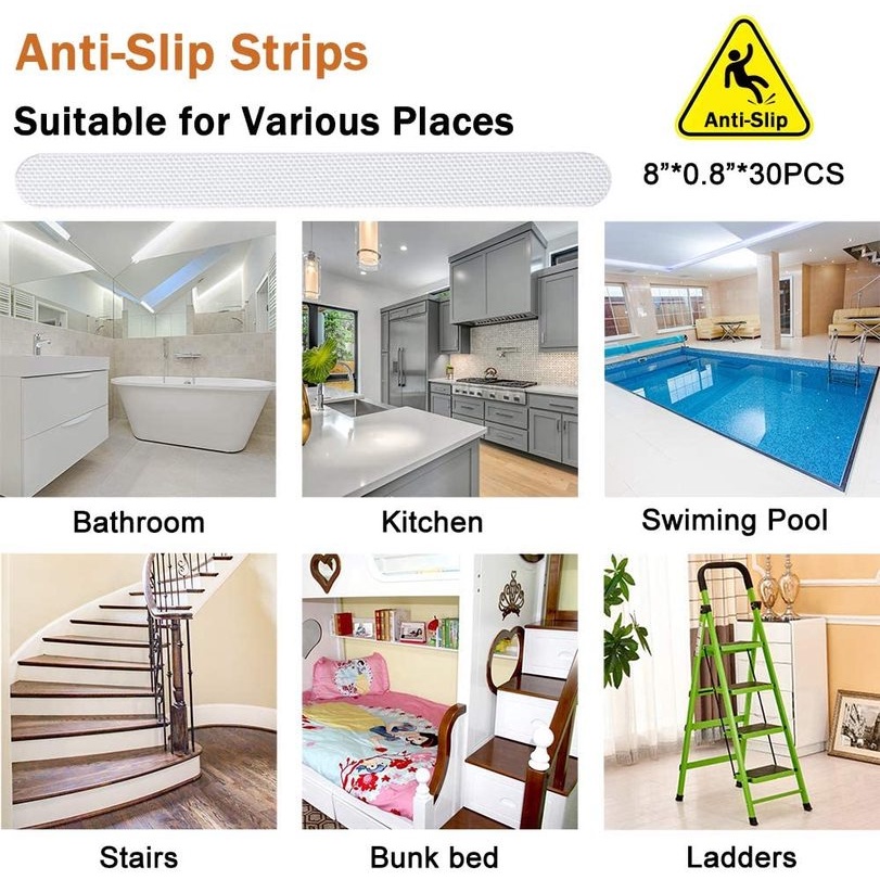 Hot SALE/[HOT SALE] 12PCS Bathtub Transparan Non slip Stiker/Safety Shower Strip Perekat Non slip/Tangga Steps Tape Anti slip