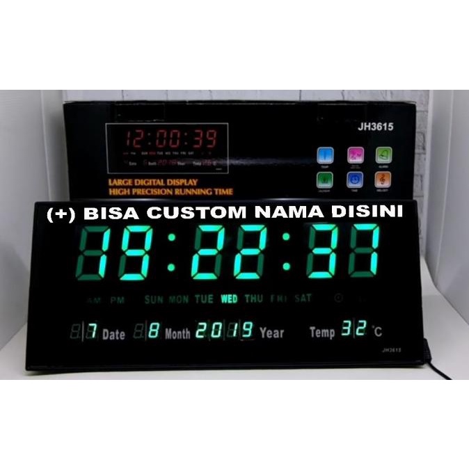 Jual Rekomendasi Dekorasi Rumah Jam Dinding Digital Led Clock Hijau