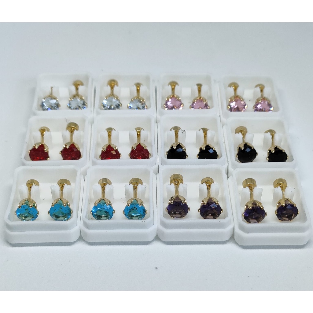 ANTING TUSUK BAHAN TITANIUM PERMATA WARNA WARNI ( SEPASANG )