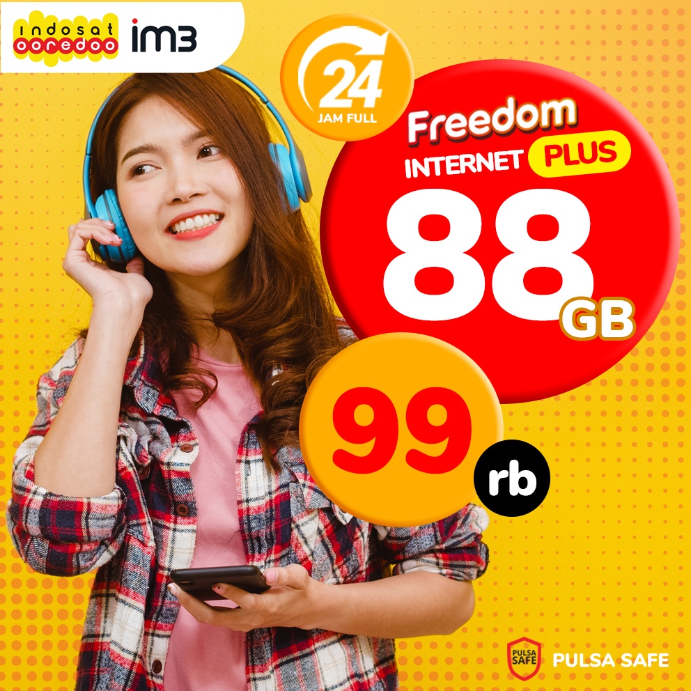 [MURAH] Kuota IM3 Indosat - Freedom Internet PLUS 88GB 24 JAM