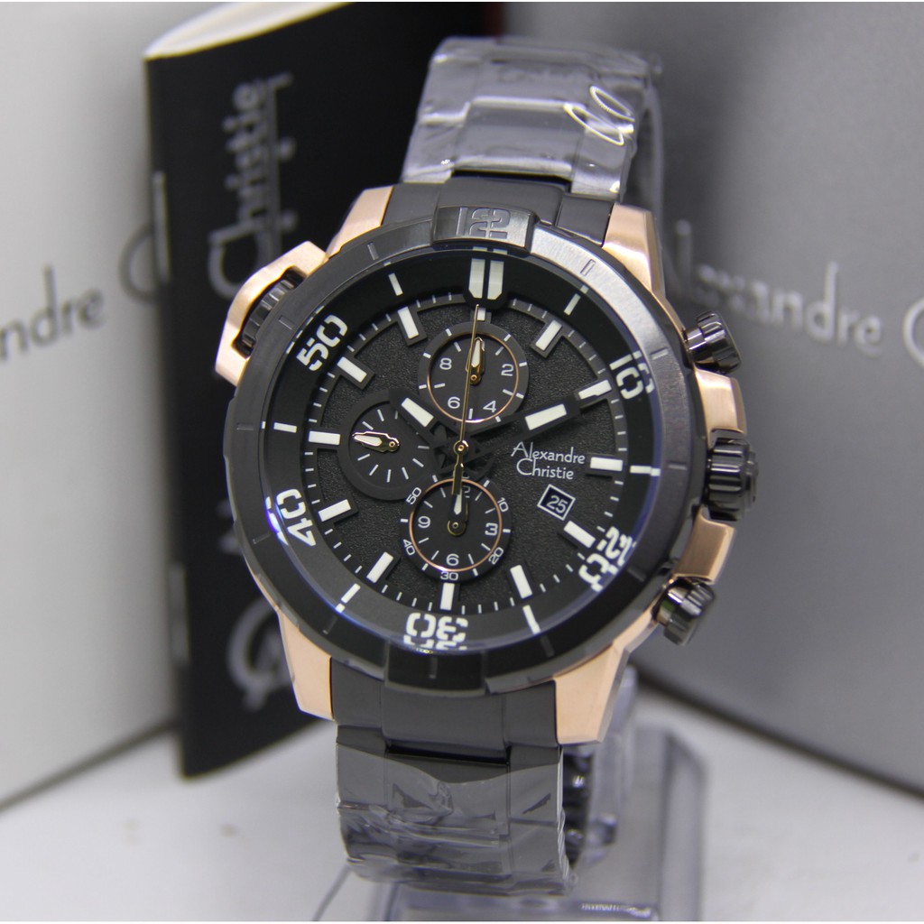 ALEXANDRE CHRISTIE 6554 PRIA BLACK ROSEGOLD ORIGINAL AC6554 AC 6554 JAM TANGAN COWOK ARLOJI COWOK
