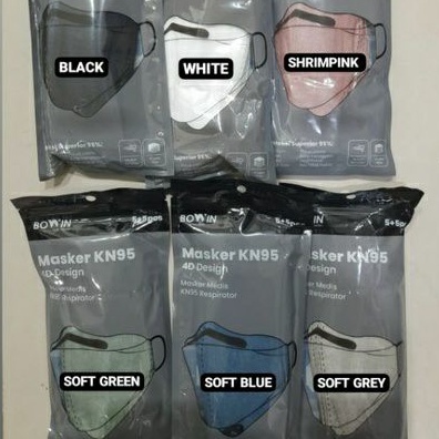 BOWIN Masker KN95 4D Design 95% BFE PFE (Masker Kesehatan Model KF94) 1 pack isi 5 / 10 pcs