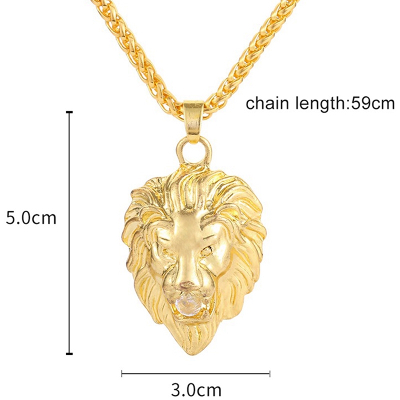 Men Lion Head Hip Hop Animal Necklace Pendent