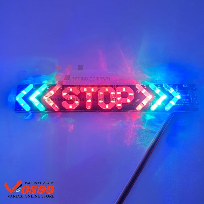 LAMPU LED TULISAN STOP 20CM RGB 12V DC BISA SEMUA MOTOR UNIVERSAL