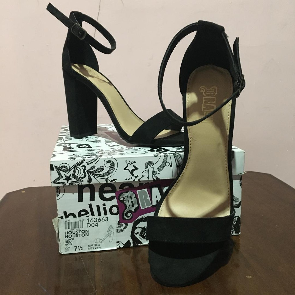 High Heels BRASH - Payless Black Suede Women's Houston size 7,5 preloved / Sepatu wanita heels hitam