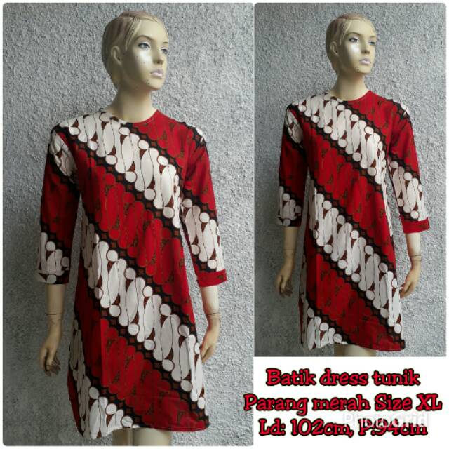 dress batik tunik parang merah xl