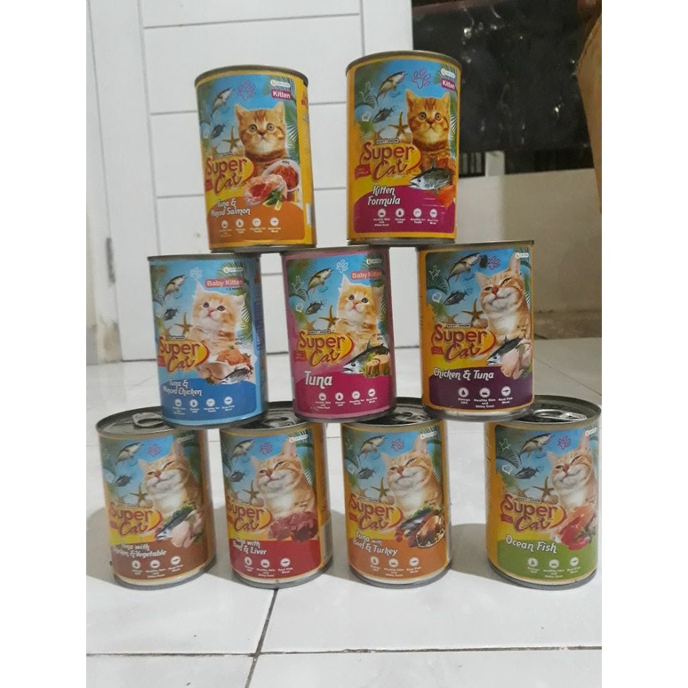 Makanan Kucing Supercat 400 gr 12 kaleng /1tray all varian