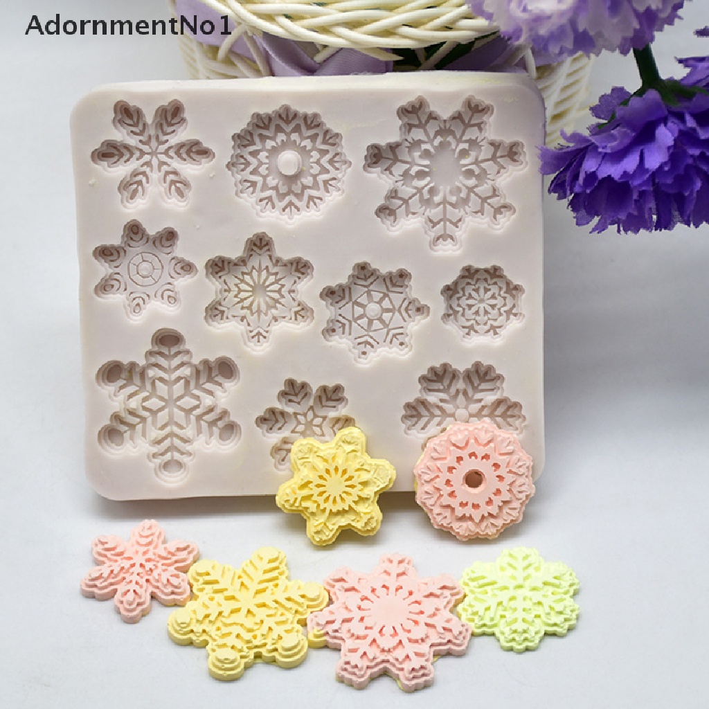 (AdornmentNo1) Cetakan Kue Bentuk Snowflake Bahan Silikon Untuk Dekorasi Natal